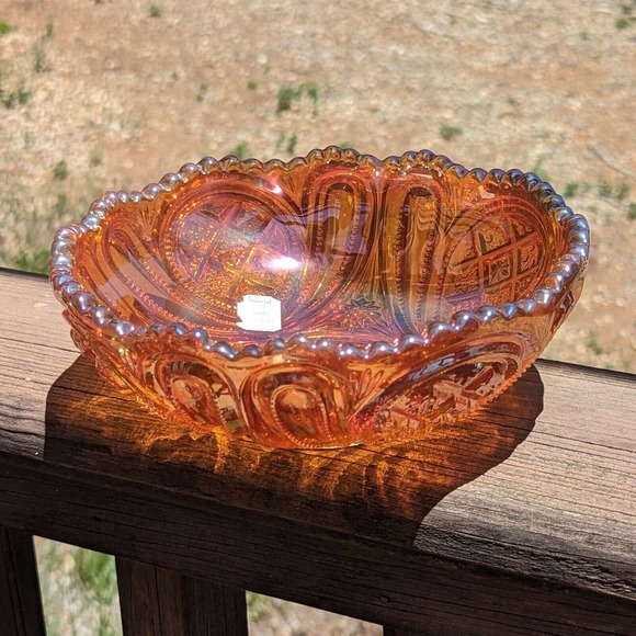 Imperial Carnival Glass Bowl Rubigold Marigold #438 Scalloped Sawtooth Vintage - Picture 12 of 12